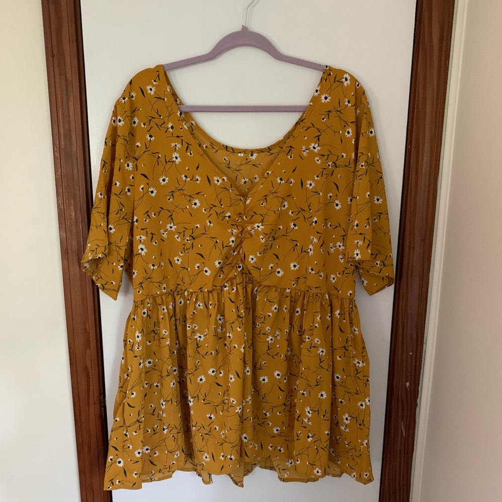 SHEIN Floral Peplum Blouse, Size 4X